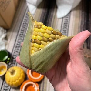 🌽 Vintage Hallmark Green and Yellow Ceramic Corn Tea light Holder